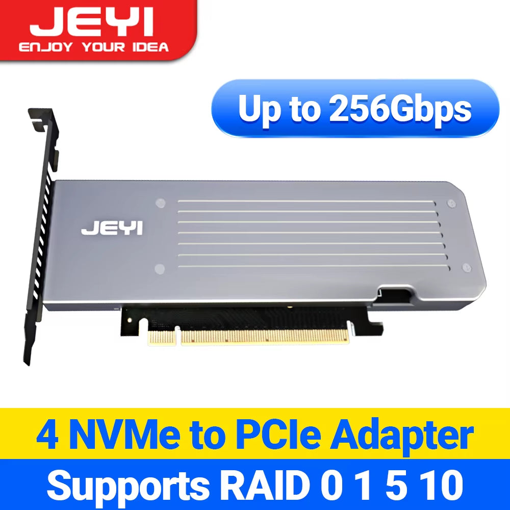 4 SSD M.2 X16 Pcie 4.0 X4 Expansion Card with Heatsink, Supports 4 Nvme M.2 2280 up to 256Gbps, Support Bifurcation Raid