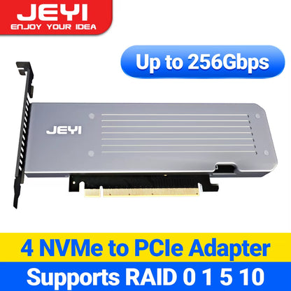 4 SSD M.2 X16 Pcie 4.0 X4 Expansion Card with Heatsink, Supports 4 Nvme M.2 2280 up to 256Gbps, Support Bifurcation Raid