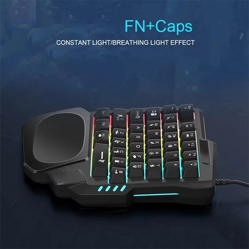 Gaming Keypad Usb Keyboard One-Handed Wired 35 Keys Rgb Luminous Game Keyboards for Tablet Colorful Ergonomics Gamer Hand Rest