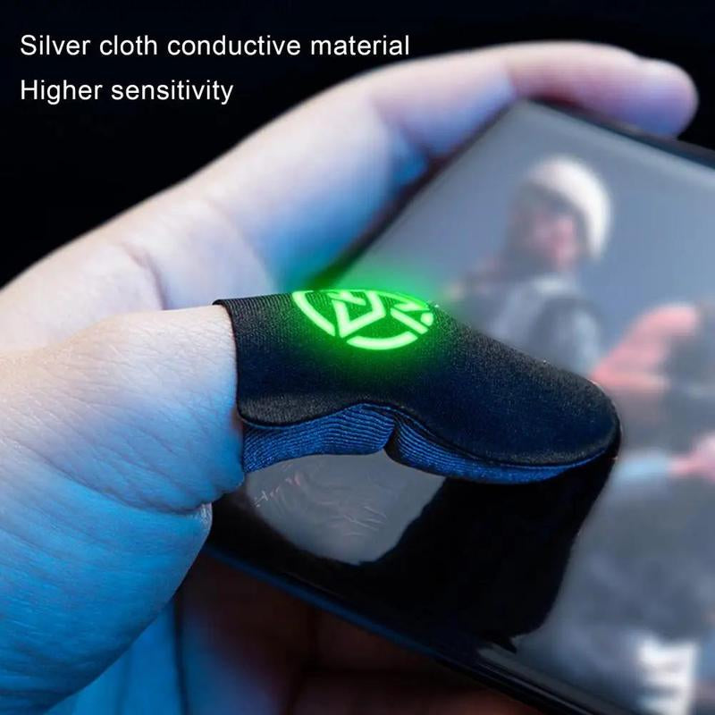 Luminous Breathable Gaming Finger Sleeve, 2 Pairs Anti-Sweat Gaming Finger Cover, Gaming Accessories for Mobile Phone Game