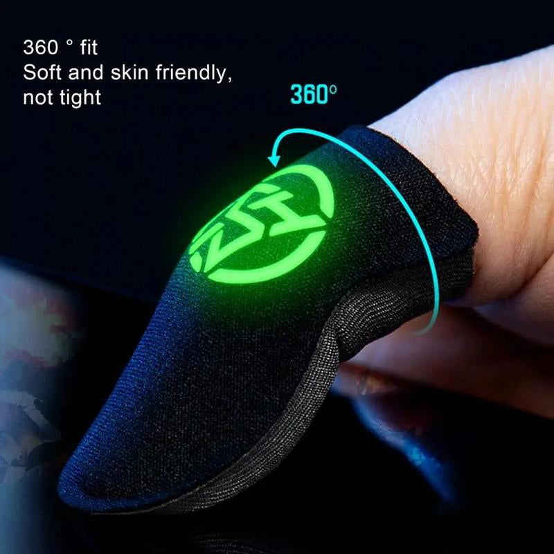 Luminous Breathable Gaming Finger Sleeve, 2 Pairs Anti-Sweat Gaming Finger Cover, Gaming Accessories for Mobile Phone Game