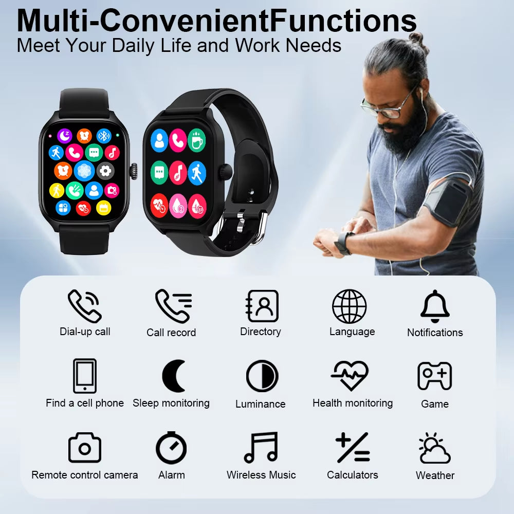 H9 Smartwatch Dial to Answer Calls Calorie Tracking Heart Rate Blood Oxygen Monitoring Bluetooth Smart Watch