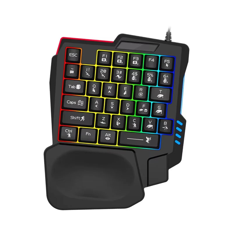 Ergonomics Gaming Keyboard Single Hand Usb Wired 35Key One Handedly RGB Backlight Mini Keyboard for Gamer Laptop Desktop PC