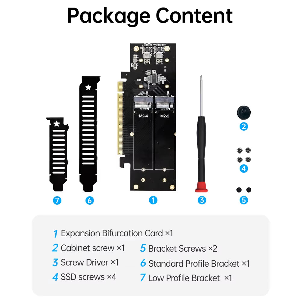 4 SSD to PCIE 4.0 Expansion Card, 4 Nvme M.2 M Key SSD to Pcie X16 Adapter, up to 256 Gbps, Support Bifurcation Raid 0 1 5