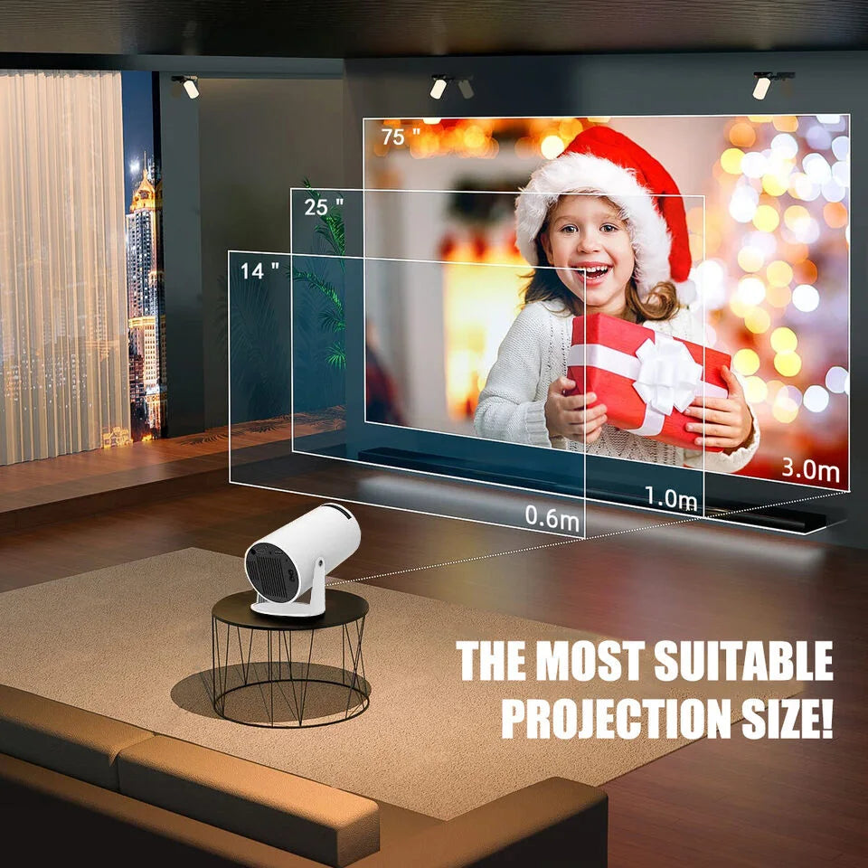 Experience the Ultimate Home Theater with the HY300 Portable Mini Video Projector - 130-Inch Screen, WiFi & Bluetooth Connectivity