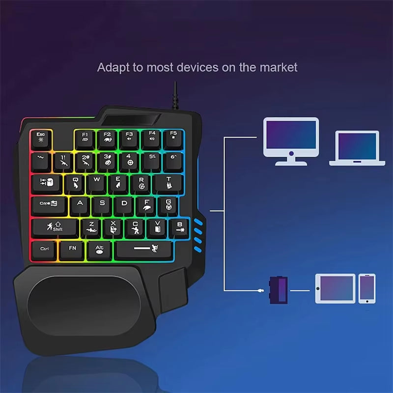 Gaming Keypad Usb Keyboard One-Handed Wired 35 Keys Rgb Luminous Game Keyboards for Tablet Colorful Ergonomics Gamer Hand Rest