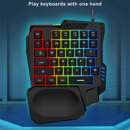 Gaming Keypad Usb Keyboard One-Handed Wired 35 Keys Rgb Luminous Game Keyboards for Tablet Colorful Ergonomics Gamer Hand Rest