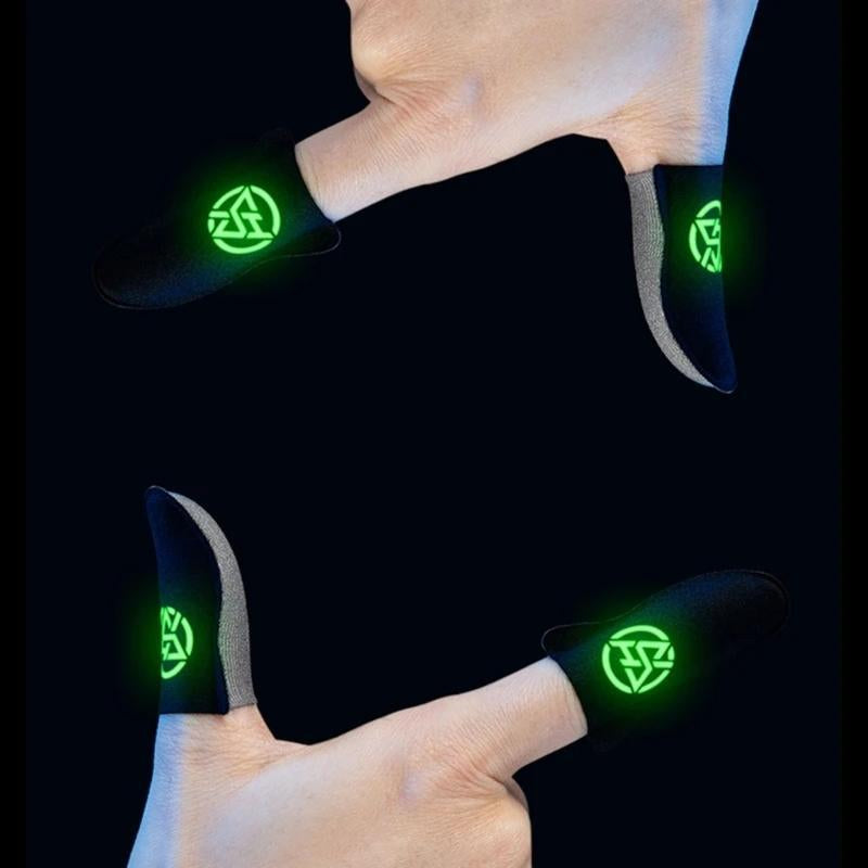 Luminous Breathable Gaming Finger Sleeve, 2 Pairs Anti-Sweat Gaming Finger Cover, Gaming Accessories for Mobile Phone Game